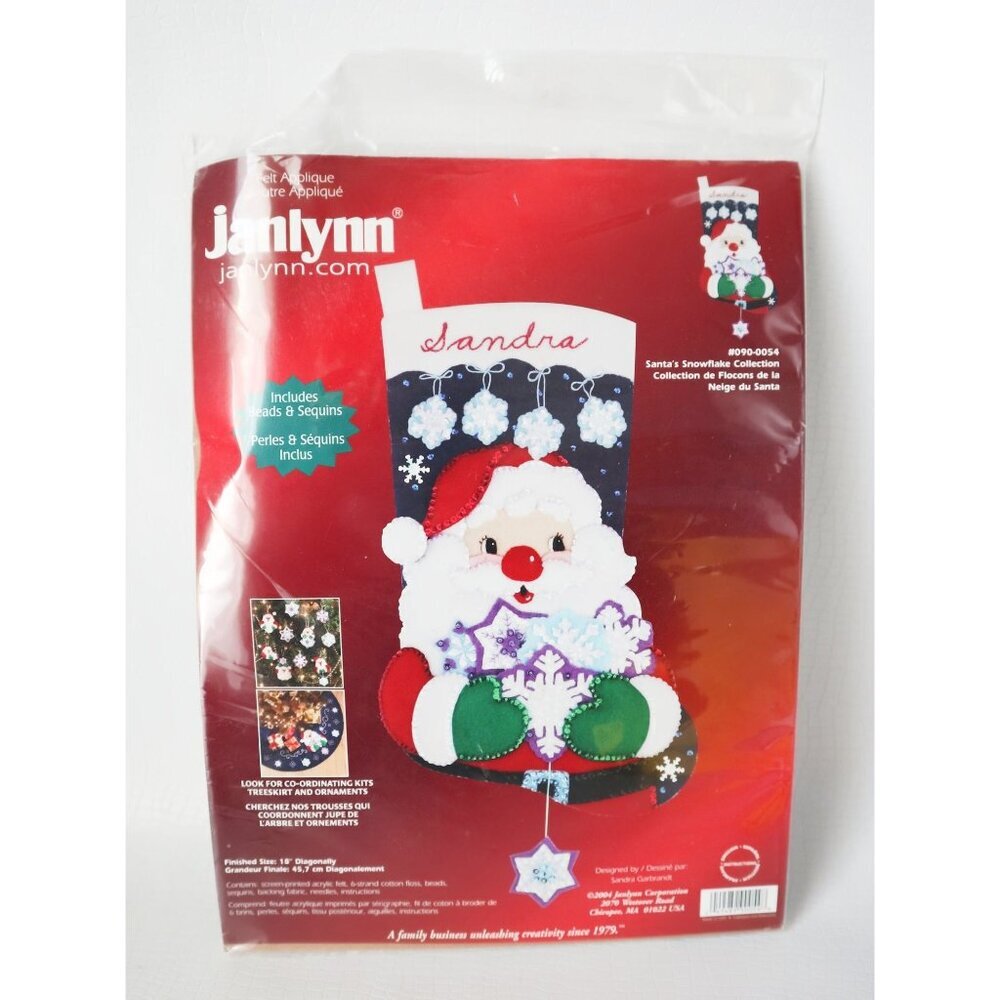 Janlynn Santa's Snowflake Stocking Kit Christmas 090-0054 Felt Applique